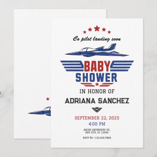 Baby shower van het gevechtsvliegtuig kaart (Voorkant / Achterkant)