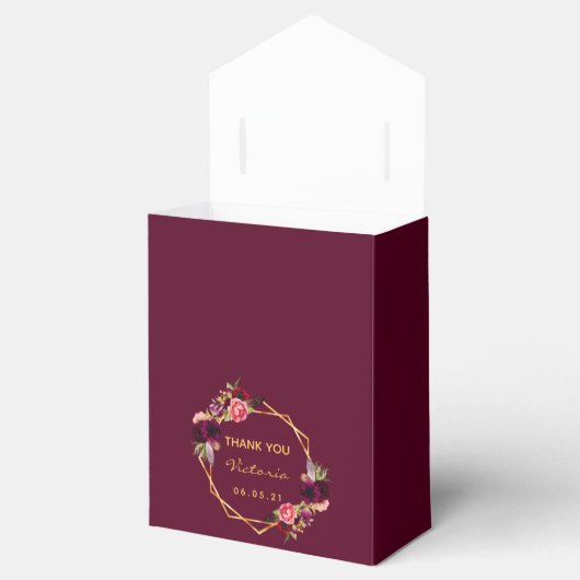 Baby shower van het goudbloemmeisje van Bourgogne Bedankdoosjes (Geopend)