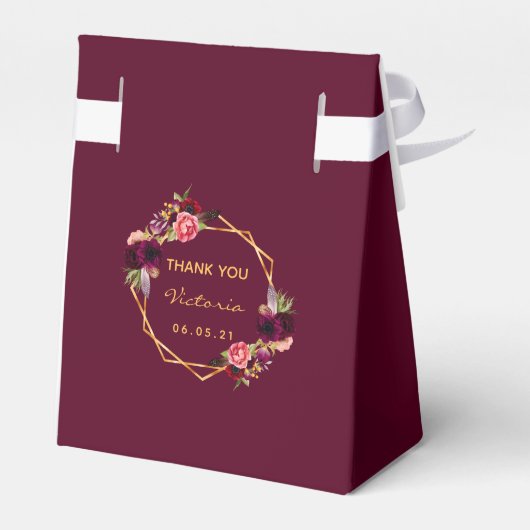 Baby shower van het goudbloemmeisje van Bourgogne Bedankdoosjes (Achterkant)