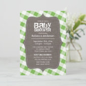 Baby shower van het groene en witte Gingham Canvas Kaart (Staand voorkant)
