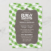 Baby shower van het groene en witte Gingham Canvas Kaart (Voorkant / Achterkant)