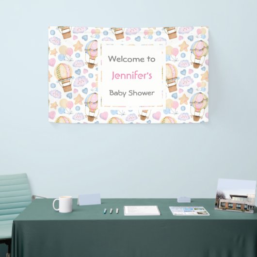 Baby shower van het Hot Air Ballon Waterverf Patte Spandoek (Beurs)