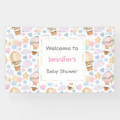 Baby shower van het Hot Air Ballon Waterverf Patte Spandoek (Horizontaal)