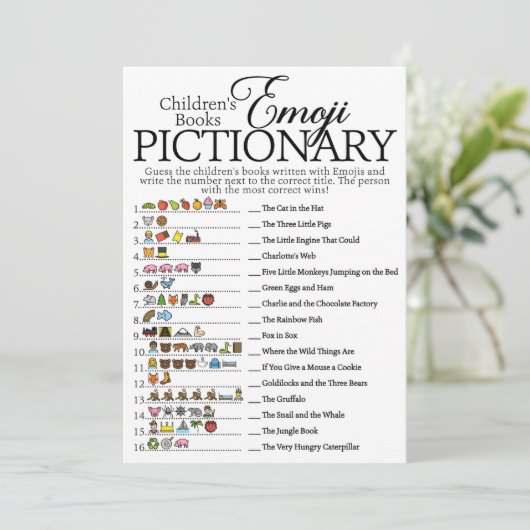 Baby shower van het kinderboek Emoji Pictionary Kaart (Staand voorkant)