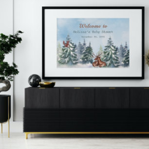 Baby shower van het landschapsavontuur van bosland spandoek