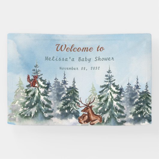 Baby shower van het landschapsavontuur van bosland spandoek (Horizontaal)
