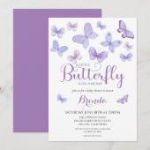 Baby shower van het Lavender Little Butterfly Girl Kaart (Voorkant / Achterkant)