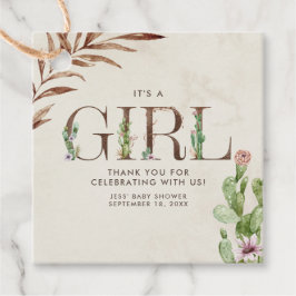 Baby shower van het ledermeisje van Floral Cactus Bedankjes Labels