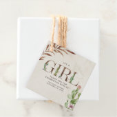 Baby shower van het ledermeisje van Floral Cactus Bedankjes Labels (In situ)