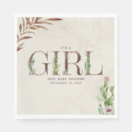 Baby shower van het ledermeisje van Floral Cactus Servet