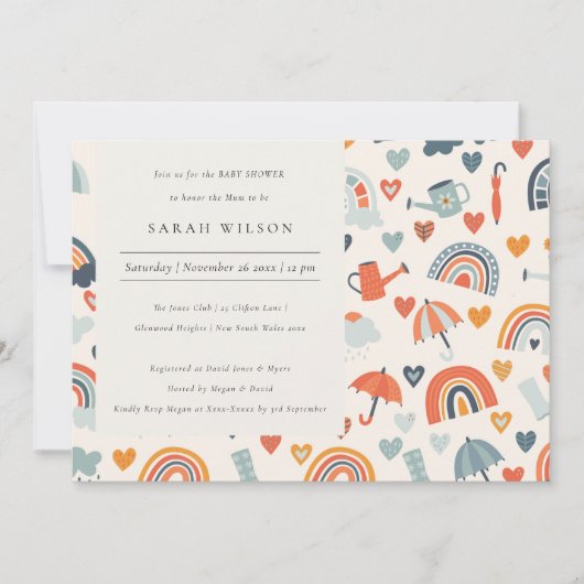 Baby shower van het lenteslag-wolkenpatroonpatroon bedankkaart (Voorkant)