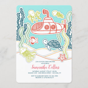 Baby shower van het leven en het onderzeese zee kaart