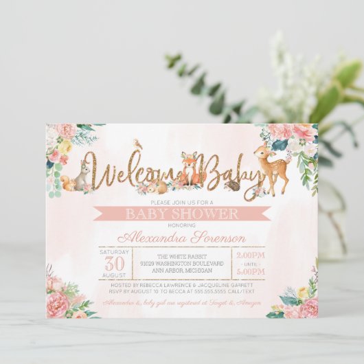 Baby shower van het liefdadig bosbos kaart (Staand voorkant)