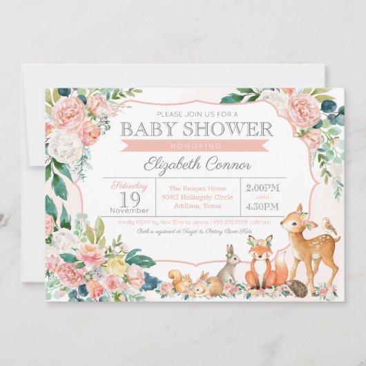 Baby shower van het liefdadig bosbos kaart (Voorkant)