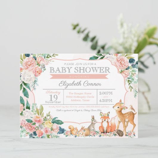 Baby shower van het liefdadig bosbos kaart (Staand voorkant)