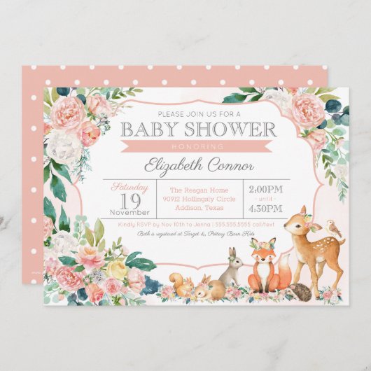 Baby shower van het liefdadig bosbos kaart (Voorkant / Achterkant)