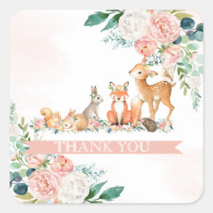 Baby shower van het liefdadig bosbos vierkante sticker