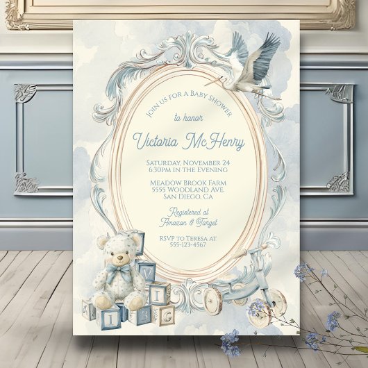 Baby shower van het lijst van Toile de Jouy Kaart
