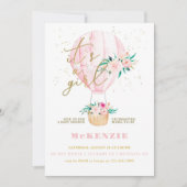 Baby shower van het meisje met de roze Floral-ball Kaart (Voorkant)