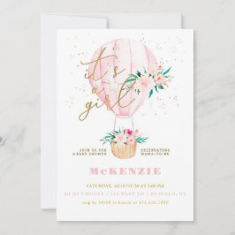 Baby shower van het meisje met de roze Floral-ball Kaart