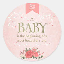 Baby shower van het meisje van het winkelboek Roze Ronde Sticker