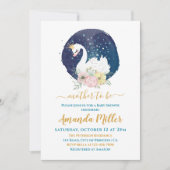 Baby shower van het mooie Swan-Delicate Navy Blue  Kaart (Voorkant)