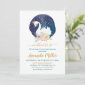 Baby shower van het mooie Swan-Delicate Navy Blue  Kaart (Staand voorkant)