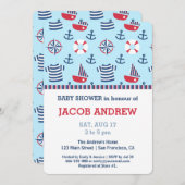 Baby shower van het nautisch patroonanker van de z kaart (Voorkant / Achterkant)