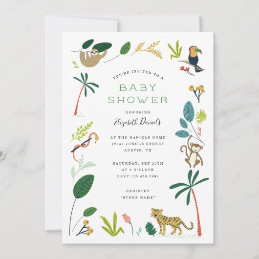 Baby shower van het Oerwoud Kaart (Voorkant)