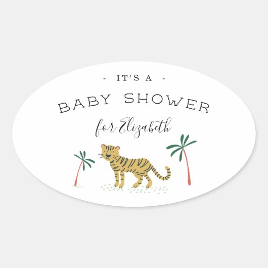 Baby shower van het Oerwoud Ovale Sticker (Voorkant)
