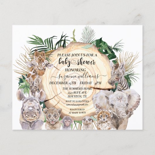 Baby shower van het Oerwoud van de Waterverf van S (Voorkant)