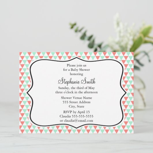 Baby shower van het patroon van het Koraal en van  Kaart (Staand voorkant)