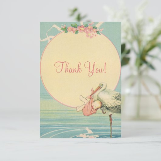 Baby shower van het Roze meisje Hartelijk dank Bedankkaart (Staand voorkant)