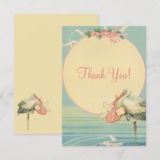  Baby shower van het Roze meisje Hartelijk dank Bedankkaart (Voorkant / Achterkant)