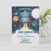 Baby shower van het ruimtevaartuitnodiging tot het kaart (Staand voorkant)