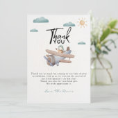 Baby shower van het vliegtuig bedankkaart (Staand voorkant)