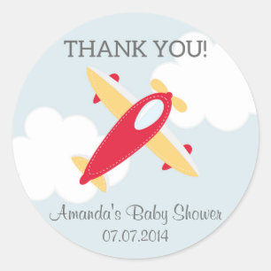 Baby shower van het vliegtuig Dank u! Ronde Sticker