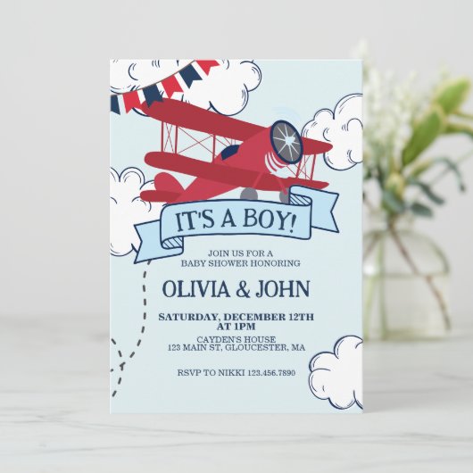 Baby shower van het vliegtuig kaart (Staand voorkant)