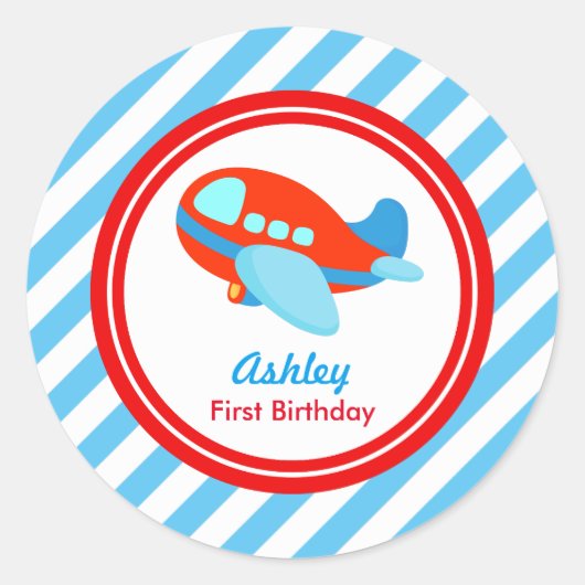 Baby shower van het vliegvliegtuig ronde sticker (Voorkant)