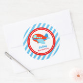 Baby shower van het vliegvliegtuig ronde sticker (Envelop)