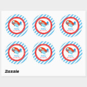 Baby shower van het vliegvliegtuig ronde sticker (Vel)