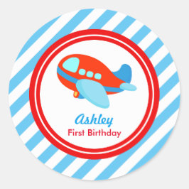Baby shower van het vliegvliegtuig ronde sticker