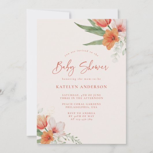 Baby shower van het voorjaar van de Waterverf Perz Kaart (Voorkant)