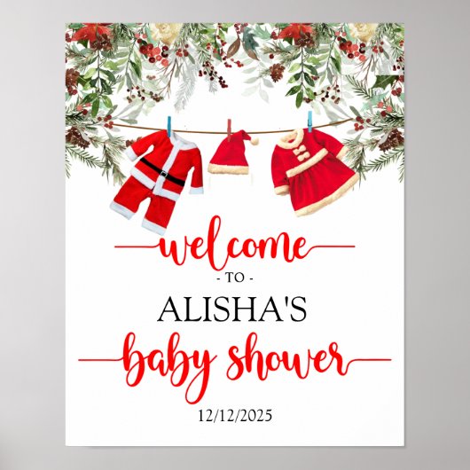 Baby shower van het welkomstbord van Kerstmis Poster (Voorkant)
