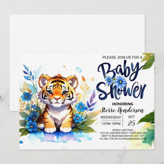 Baby shower van het wilde Oerwoud van de tijger Kaart (Voorkant / Achterkant)
