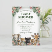 Baby shower van Hibiscus en handpalmen Kaart (Staand voorkant)