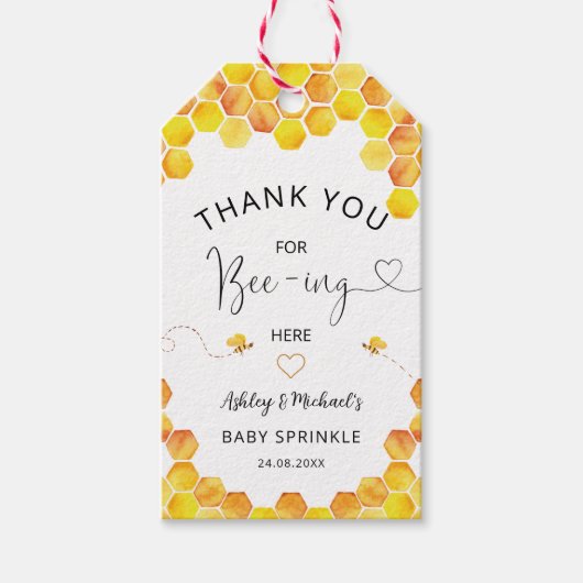 Baby shower van honingbijen cadeaulabel (Voorkant)