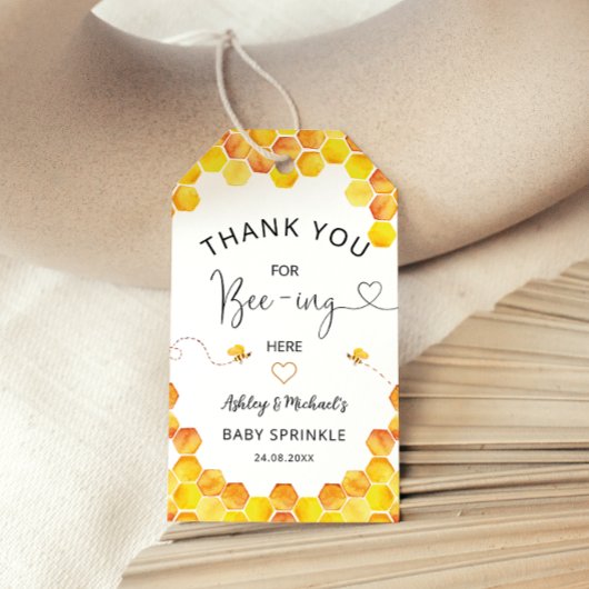 Baby shower van honingbijen cadeaulabel