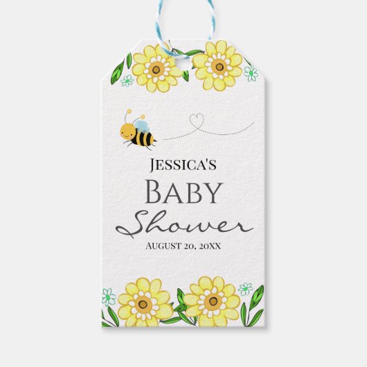 Baby shower van honingbijen, gezoet cadeaulabel (Voorkant)