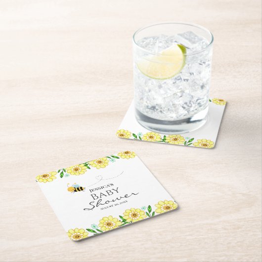 Baby shower van honingbijen, gezoet kartonnen onderzetters (Insitu)